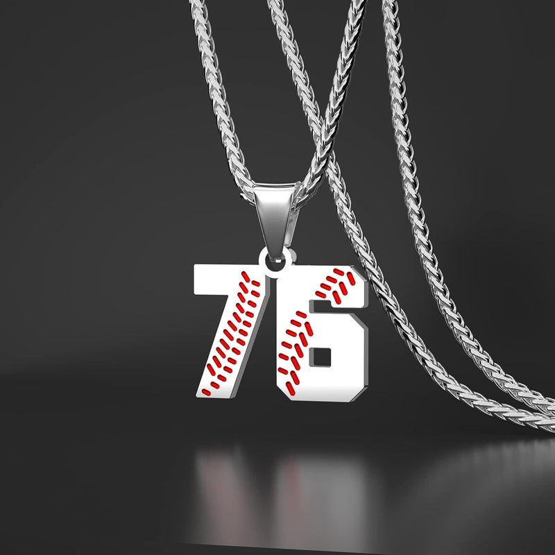 Wikavanli Personalized Baseball Jersey Number 00-99 Necklace - Stainless Steel Baseball Chain Pendant Necklace - Team Jewelry Gift for Boys, Girls, Men, Women - Image 2